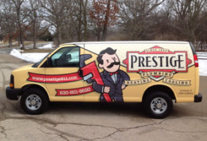Prestige Plumbing Heating and Cooling van